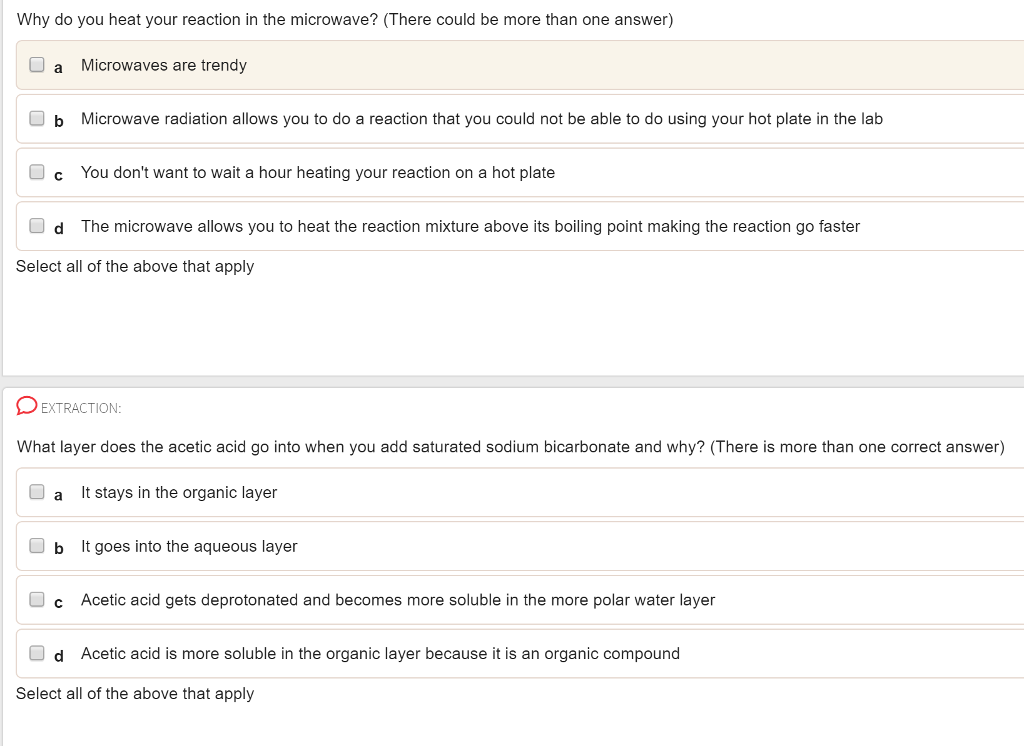 Solved Why do you heat your reaction in the microwave?