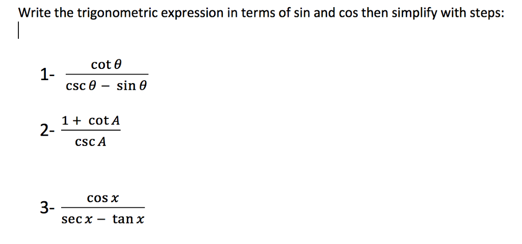 Solved Write The Trigonometric Expression In Terms Of Sin 