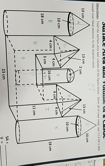 Solved Directions: Find the surface area and volume of the | Chegg.com