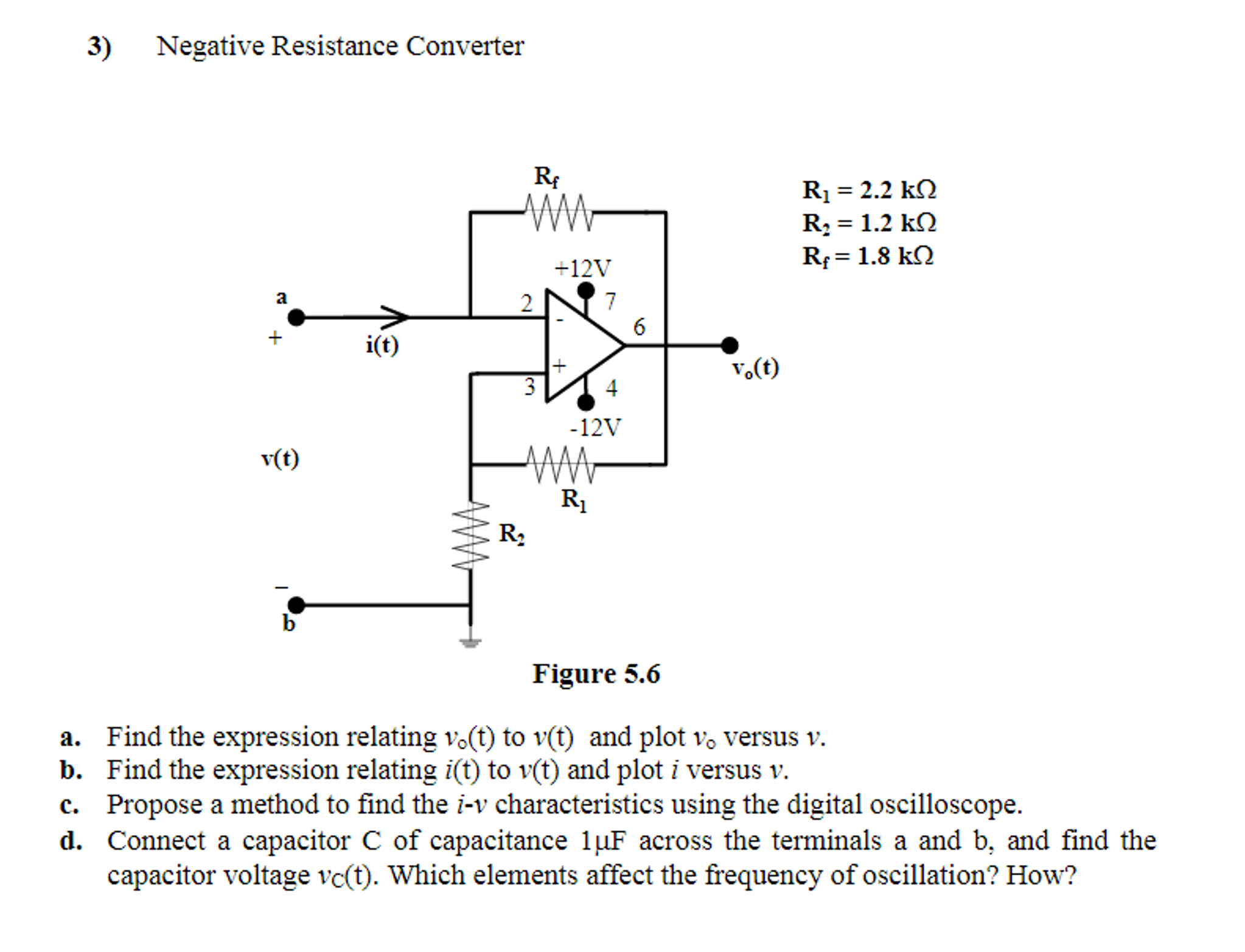 Solved Negative Resistance Converter R_1 = 2.2 k Ohm R_2 =