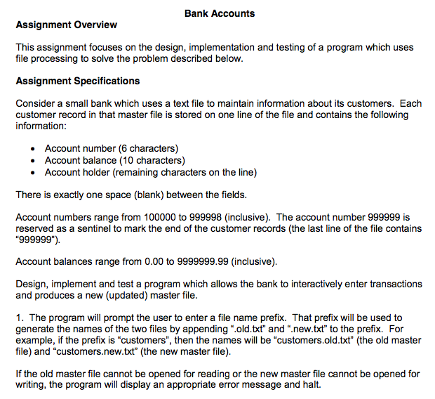 assignment number bank