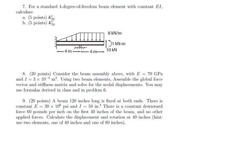 For A Standard 4-degree-of-freedom Beam Element With 