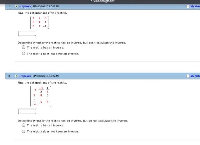 how to find inverse of matrix with determinant