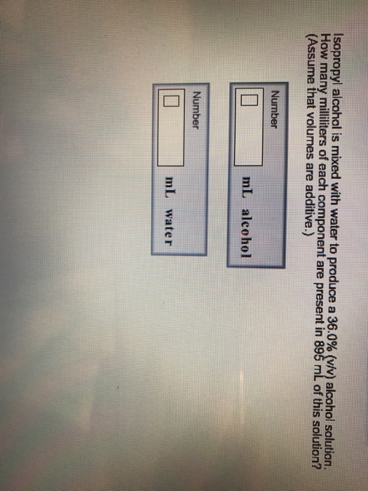 Solved Isopropyl alcohol is mixed with water to produce a
