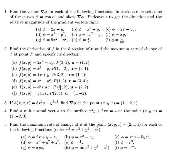 Solved I. Find the vector ? for each of the following | Chegg.com