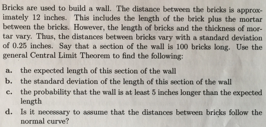 Solved Bricks are used to build a wall. The distance between | Chegg.com