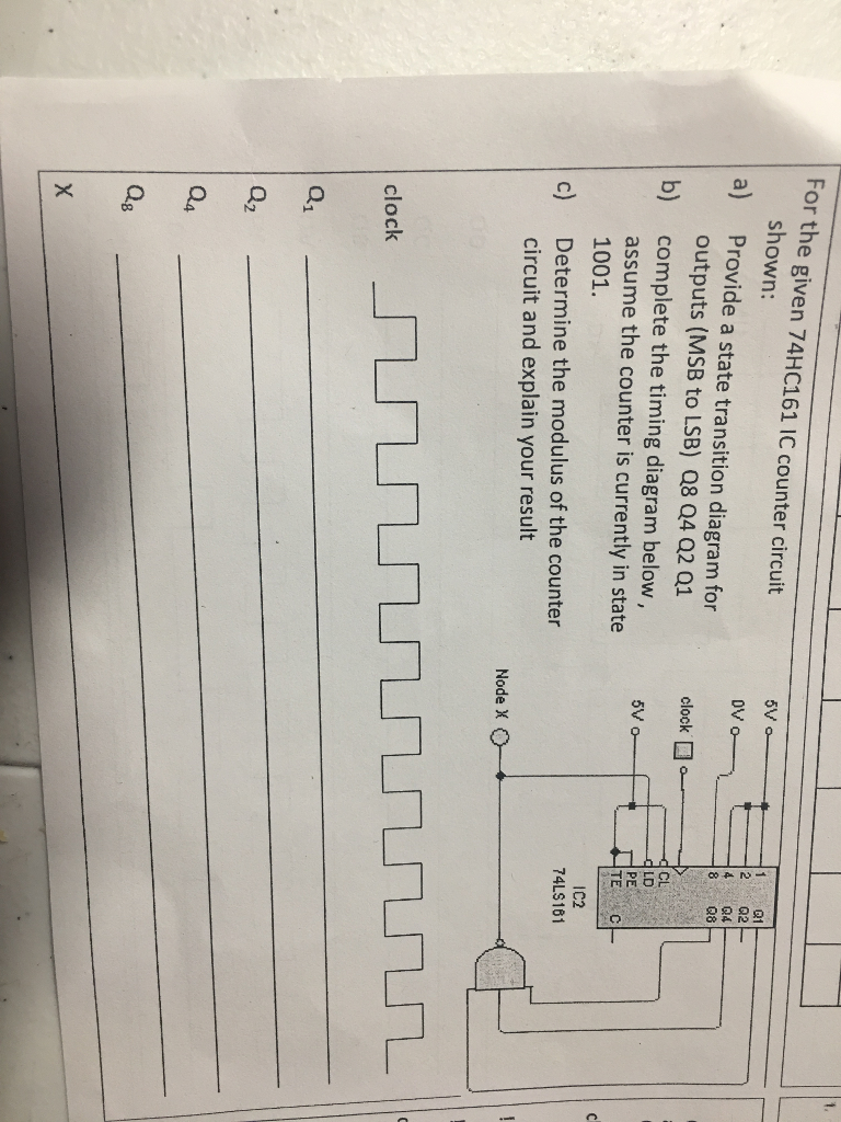 Solved For the given 74HC161 IC counter circuit a) b) 101 | Chegg.com