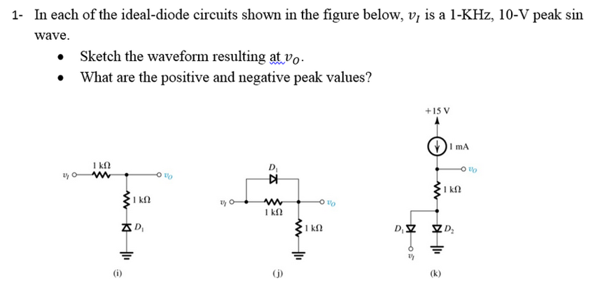 Solved 1 In Each Of The Ideal-diode Circuits Shown In The | Chegg.com