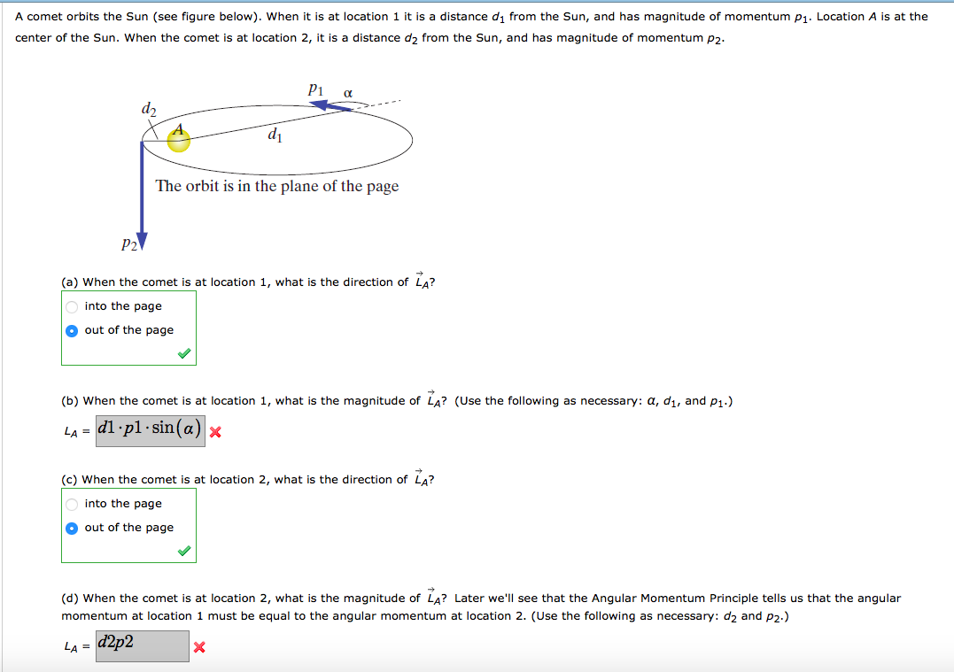 Solved A Comet Orbits The Sun (see Figure Below). When It Is | Chegg.com