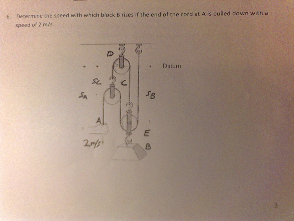 Solved Determine The Speed With Which Block B Rises If The | Chegg.com