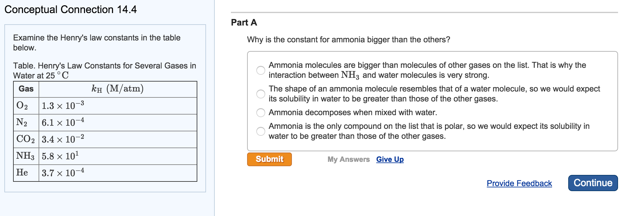 Solved Examine The Henry's Law Constants In The Table Below. | Chegg.com