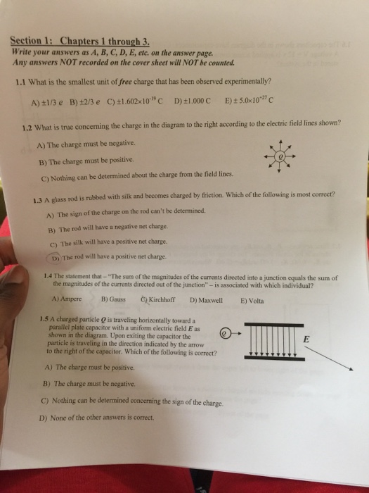 Solved What is the smallest unit of free charge that has