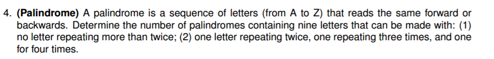 Solved A palindrome is a sequence of letters (from A to Z) | Chegg.com