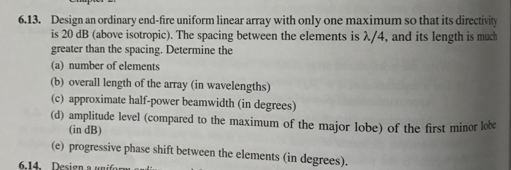 Solved Design an ordinary end-fire uniform linear array with | Chegg.com