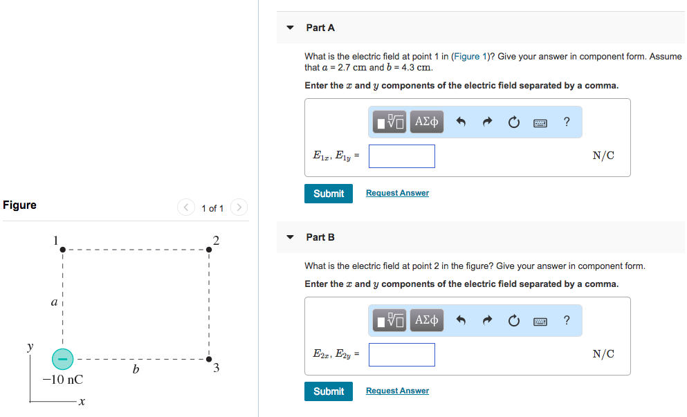 Solved Part A What is the electric field at point 1 in | Chegg.com
