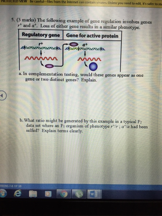 Solved The following example of gene regulation involves | Chegg.com