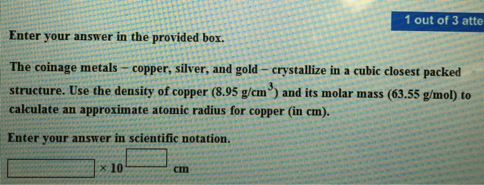 Solved The coinage metals - copper, silver, and gold - | Chegg.com