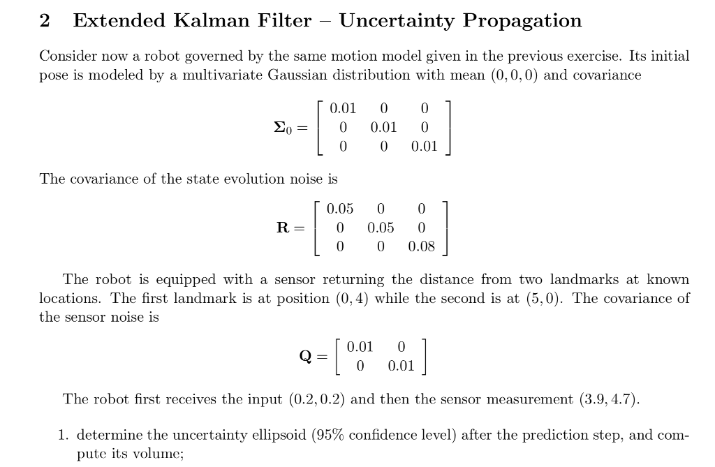 2 Extended Kalman Filter - Uncertainty Propagation | Chegg.com