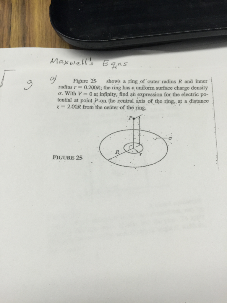 Solved Figure 25 shows a ring of outer radius R and inner | Chegg.com