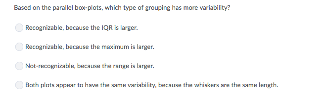 Solved Parallel box-plots displaying the distribution of | Chegg.com