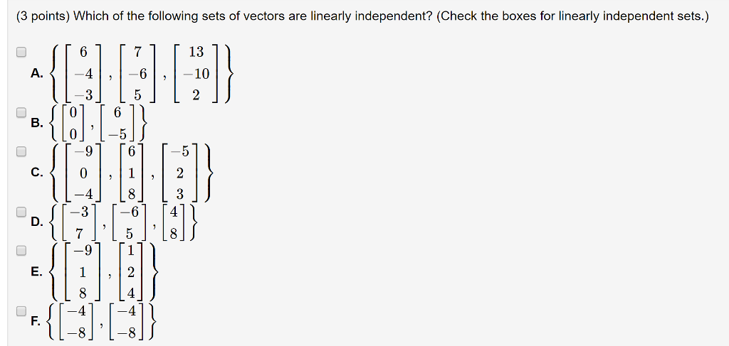 Solved 3 Points Which Of The Following Sets Of Vectors Are 6391