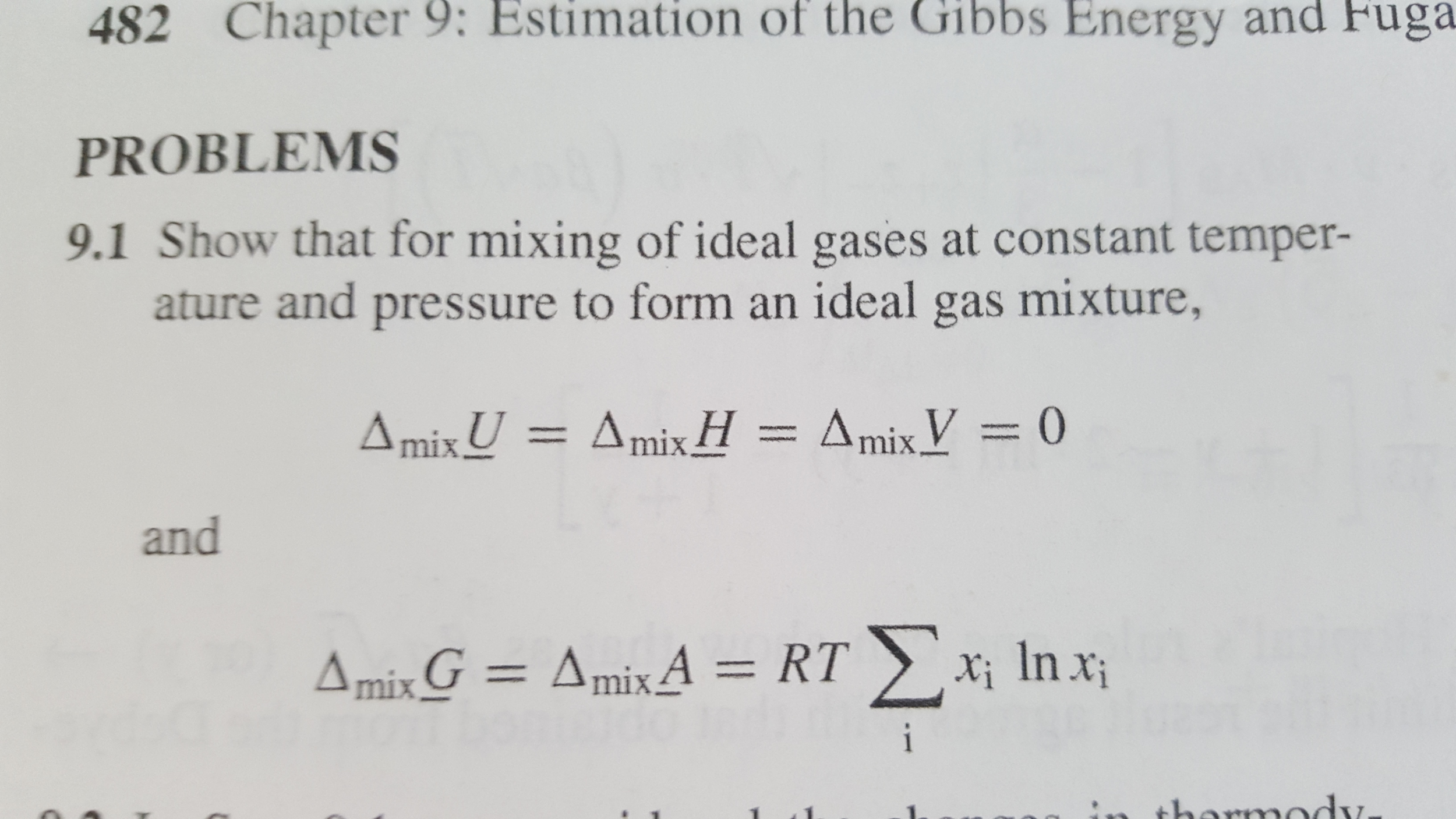 Solved Show that for mixing of ideal gases at constant