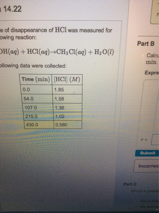 Solved calculate the average rate of reaction for the entire chegg