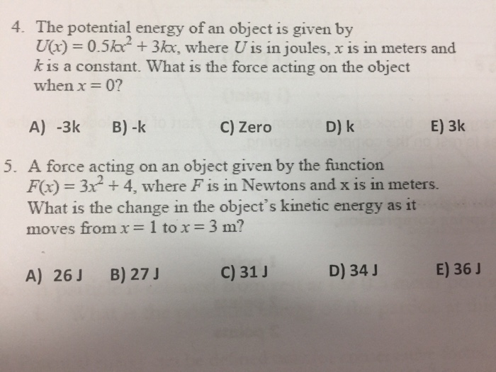 Solved 4. The potential energy of an object is given by UG) | Chegg.com