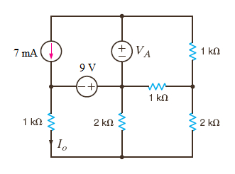 Solved Given Io = 2 mA in the network in the Figure, find VA | Chegg.com