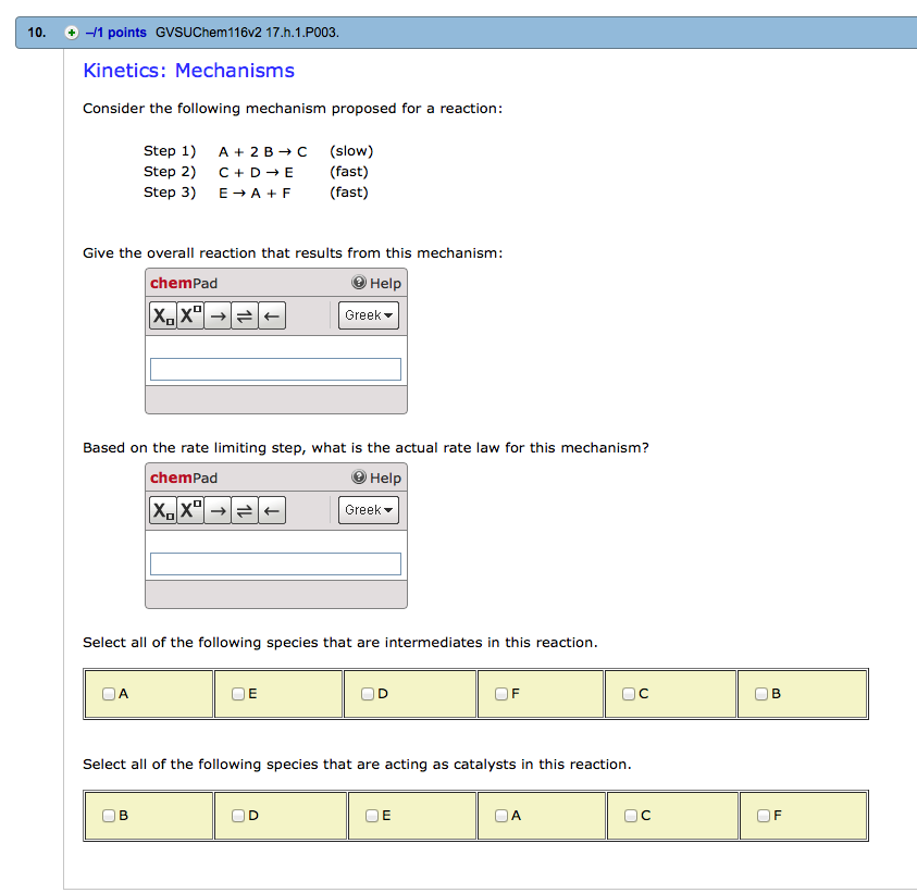 Solved Kinetics: Mechanisms Consider the following mechanism | Chegg.com