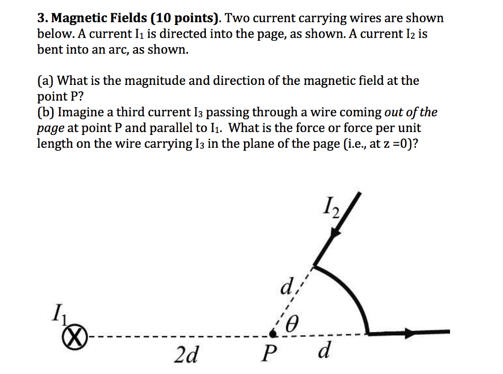 Solved Magnetic Fields. Two current carrying wires are shown | Chegg.com