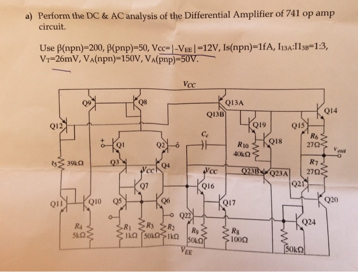 Perform the DC & AC analysis of the Differential