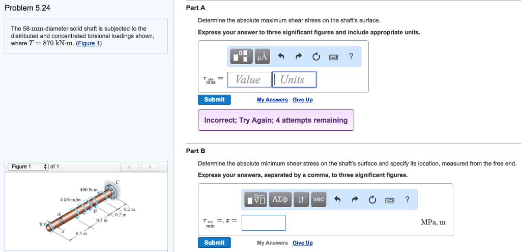 Solved The 58-mm-diameter solid shaft is subjected to the | Chegg.com