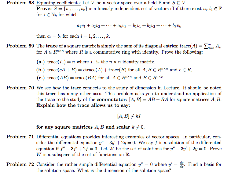 Solved Problem 68 Equating coefficients: Let V be a vector | Chegg.com