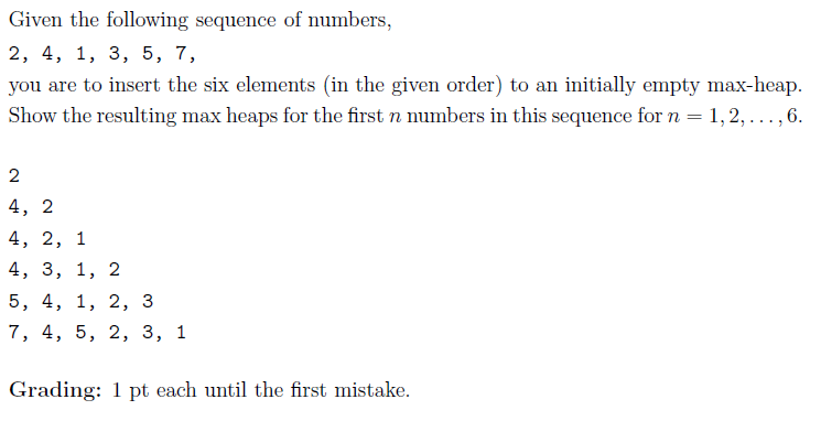Solved Given the following sequence of numbers, 2, 4, 1, 3, | Chegg.com