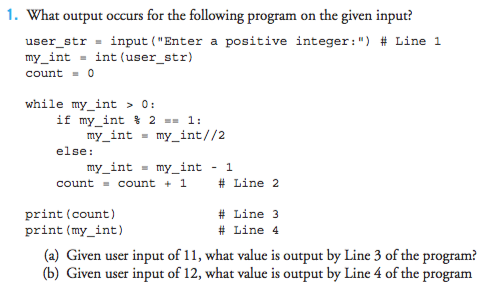 Solved 1. What output occurs for the following program on | Chegg.com