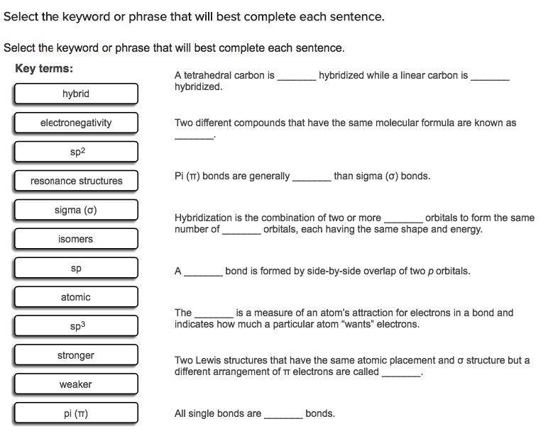 Solved Select the keyword or phrase that will best complete | Chegg.com