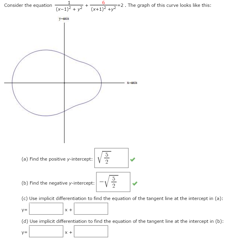 Solved Consider the equation 1/(x - 1)^2 + y^2 + 6/(x + 1)^2 | Chegg.com