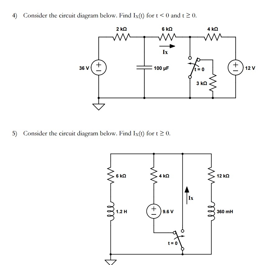 Solved Consider the circuit diagram below, Find I_x(t) for t | Chegg ...