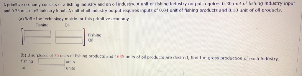 Solved A Primitive Economy Consists Of A Fishing Industry 