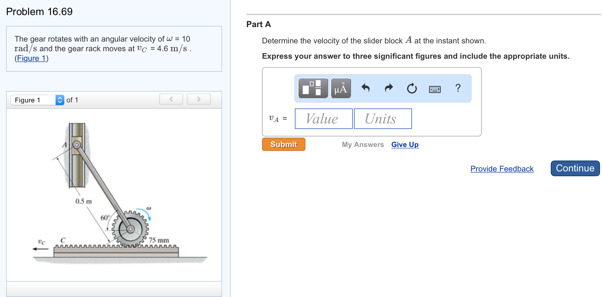 Solved The gear rotates with an angular velocity of = 10