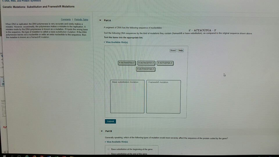 Solved Mutations Substitution and Frameshift