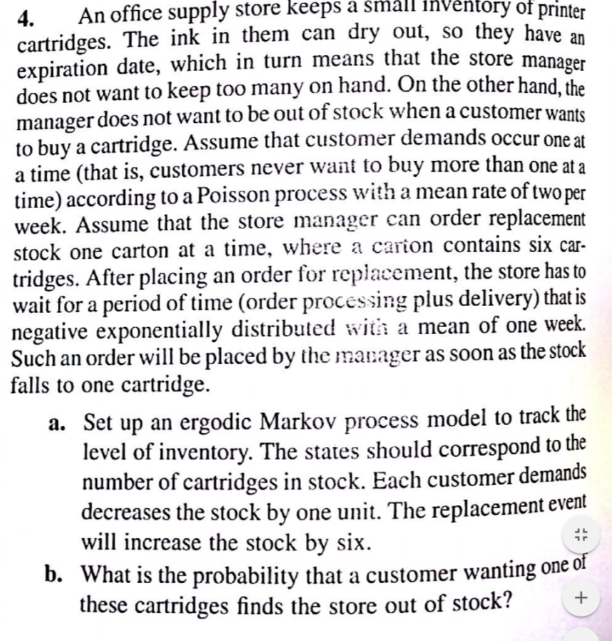 An office supply store keeps a small inventory of