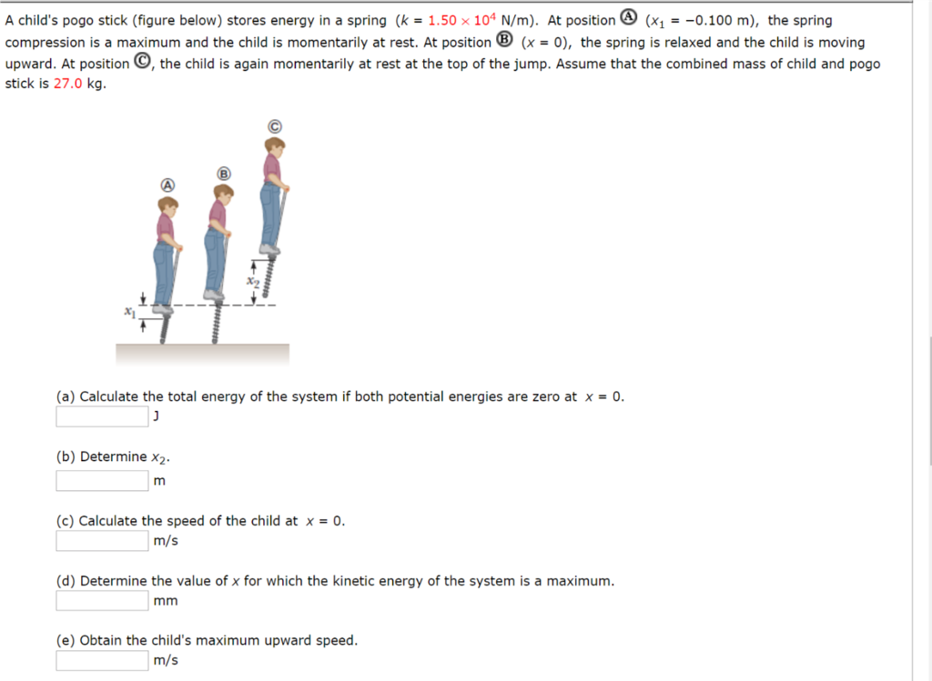 Solved A child's pogo stick (figure below) stores energy in | Chegg.com