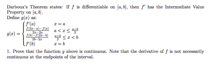 Solved Darboux's Theorem states: If f is differentiable on | Chegg.com