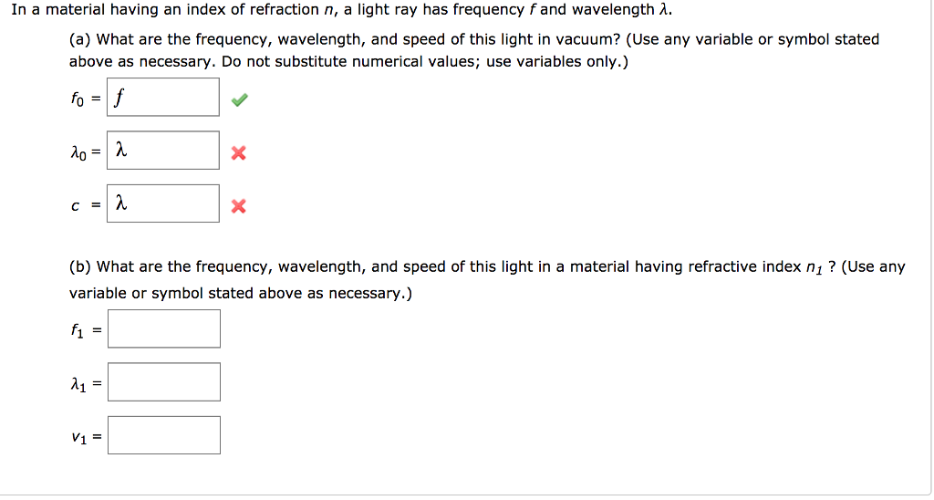 how to find index of refraction with wavelength and frequency