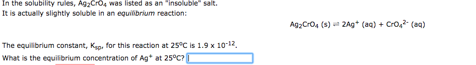 Solved In the solubility rules, Ag2CrO4 was listed as an | Chegg.com