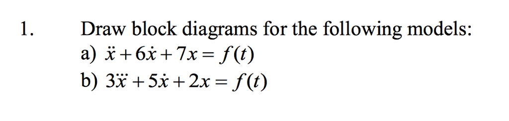Solved Draw block diagrams for the following models: a) x + | Chegg.com