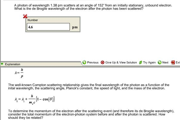 Solved A photon of wavelength 1.38 pm scatters at an angle | Chegg.com