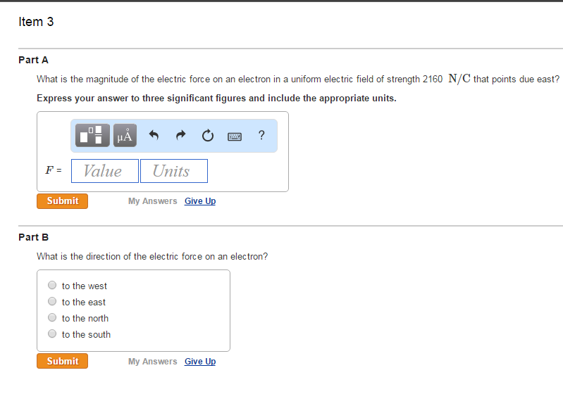 Solved What is the magnitude of the electric force on an | Chegg.com